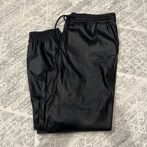 Faux leather joggers